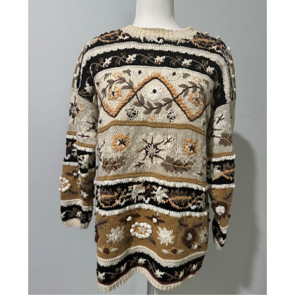 Jennifer Reed fall sweater knitted by hand M